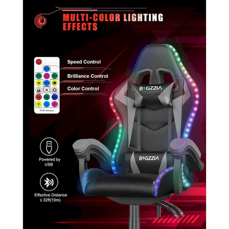 Fauteuil de jeu avec lumières LED RGB et design ergonomique