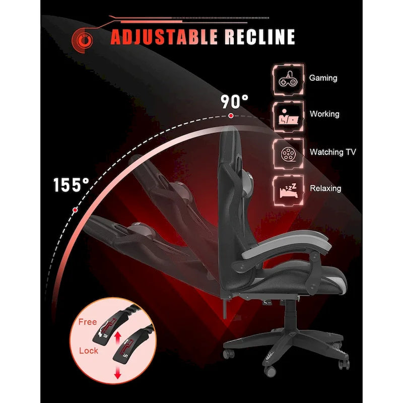 Fauteuil de jeu avec lumières LED RGB et design ergonomique