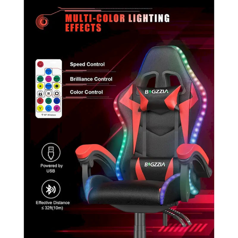 Fauteuil de jeu avec lumières LED RGB et design ergonomique