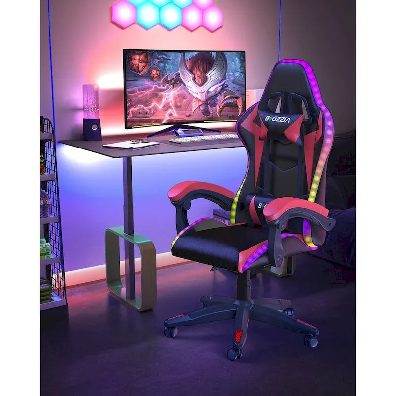 Fauteuil de jeu avec lumières LED RGB et design ergonomique