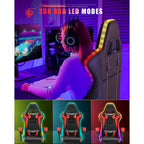 Fauteuil de jeu avec lumières LED RGB et design ergonomique