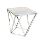 Table d'appoint en acier inoxydable avec plateau en marbre - Argent