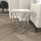 Table d'appoint en acier inoxydable avec plateau en marbre - Argent
