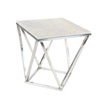 Table d'appoint en acier inoxydable avec plateau en marbre - Argent