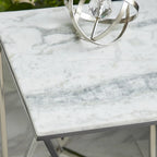 Table d'appoint en acier inoxydable avec plateau en marbre - Argent