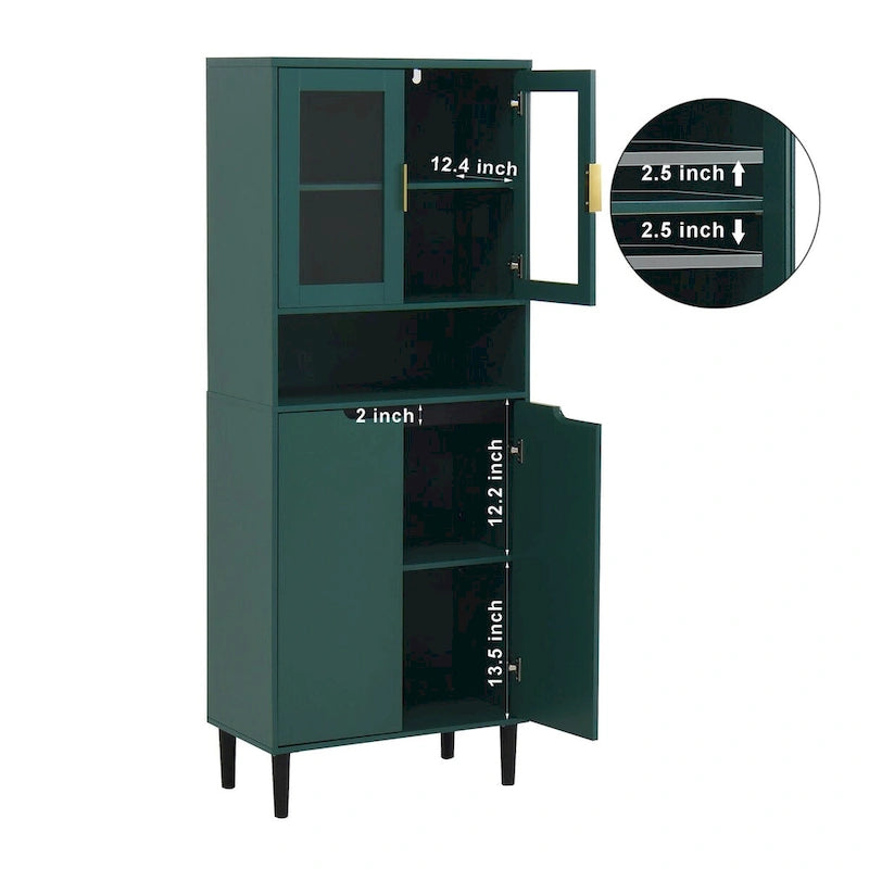 Meuble de rangement haut avec portes vitrées et tiroirs