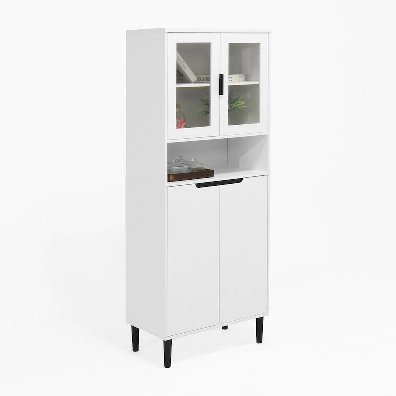 Meuble de rangement haut avec portes vitrées et tiroirs