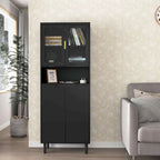 Meuble de rangement haut avec portes vitrées et tiroirs