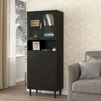 Meuble de rangement haut avec portes vitrées et tiroirs