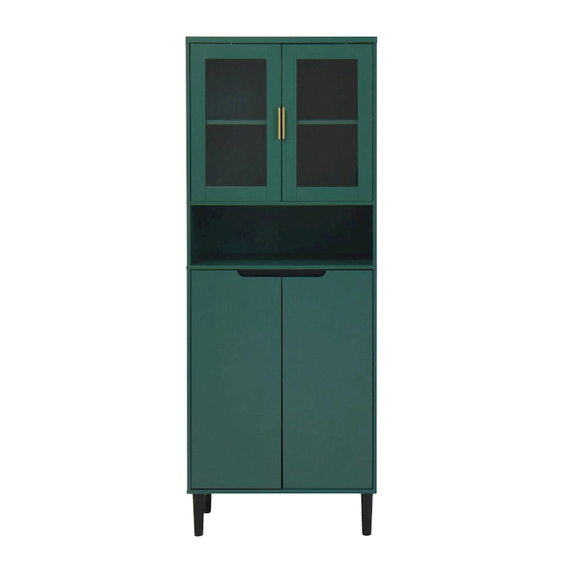 Meuble de rangement haut avec portes vitrées et tiroirs