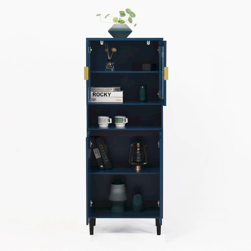 Meuble de rangement haut avec portes vitrées et tiroirs