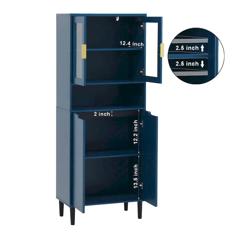 Meuble de rangement haut avec portes vitrées et tiroirs