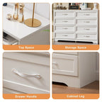 Commode blanche à 8 tiroirs avec poignées dorées