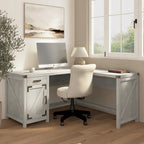 Bureau d'angle 60 W avec meuble de rangement – Style ferme moderne