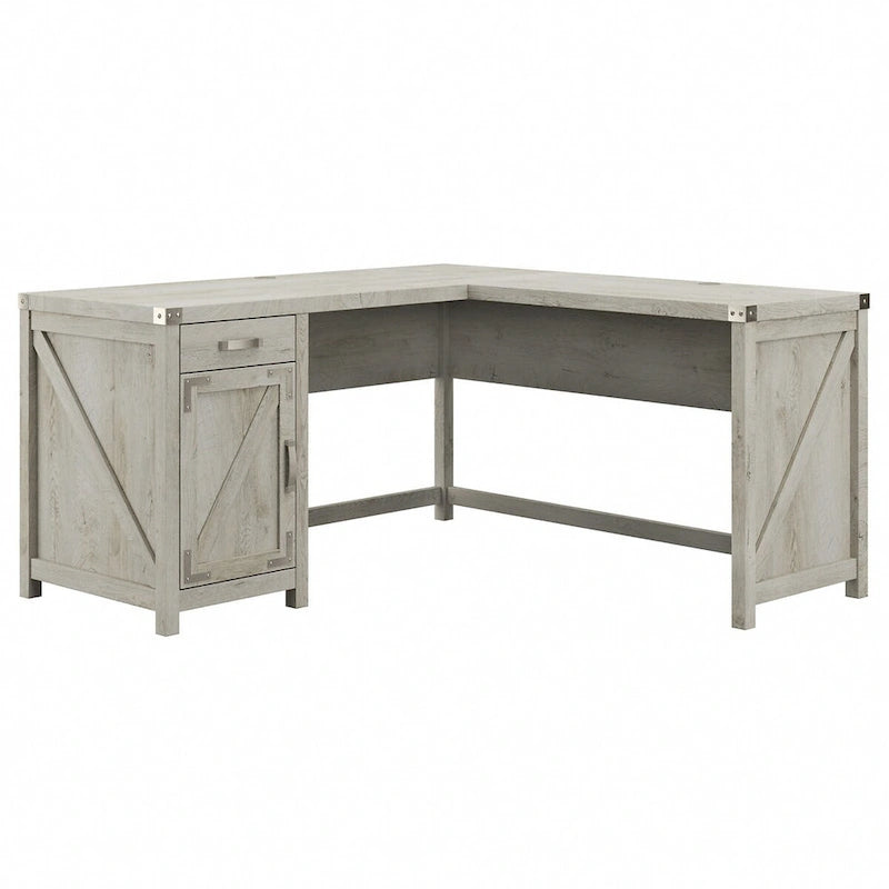 Bureau d'angle 60 W avec meuble de rangement – Style ferme moderne