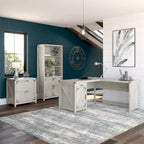 Bureau d'angle 60 W avec meuble de rangement – Style ferme moderne