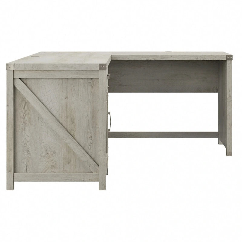 Bureau d'angle 60 W avec meuble de rangement – Style ferme moderne