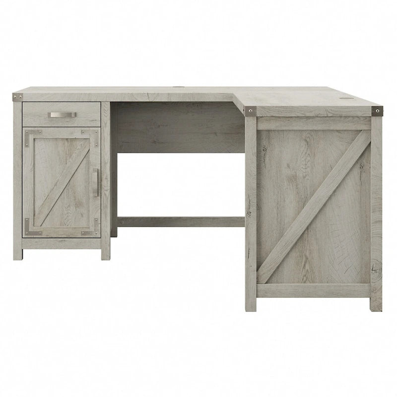 Bureau d'angle 60 W avec meuble de rangement – Style ferme moderne