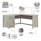 Bureau d'angle 60 W avec meuble de rangement – Style ferme moderne