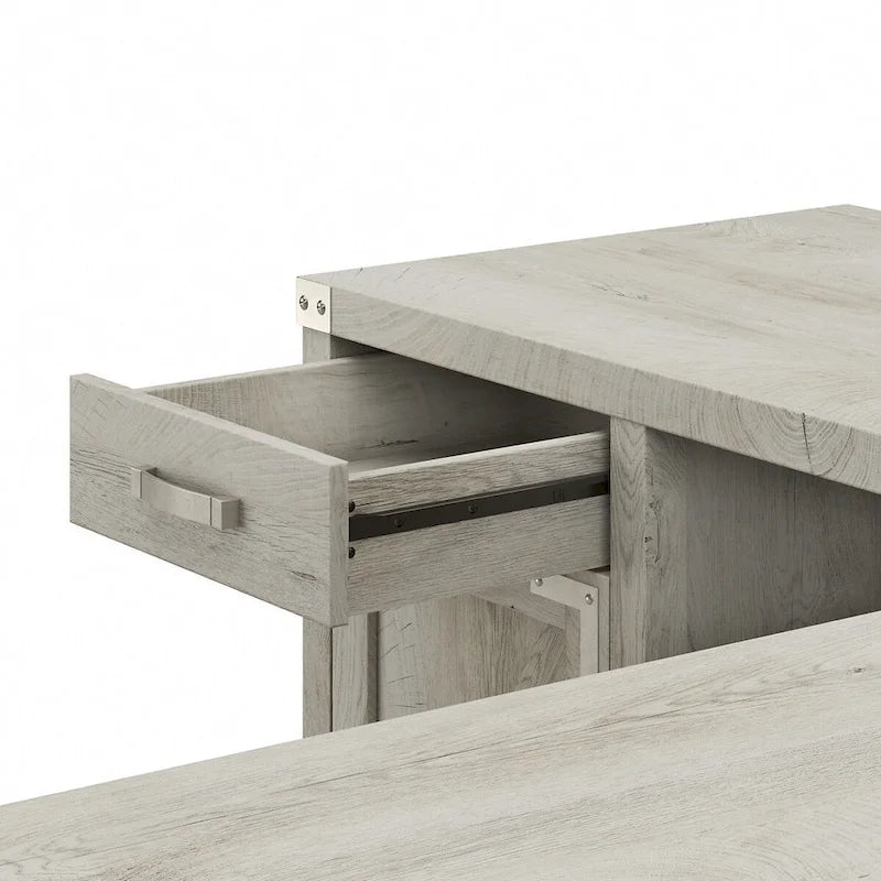 Bureau d'angle 60 W avec meuble de rangement – Style ferme moderne
