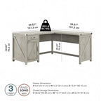Bureau d'angle 60 W avec meuble de rangement – Style ferme moderne
