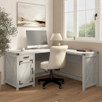 Bureau d'angle 60 W avec meuble de rangement – Style ferme moderne
