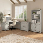 Bureau d'angle 60 W avec meuble de rangement – Style ferme moderne