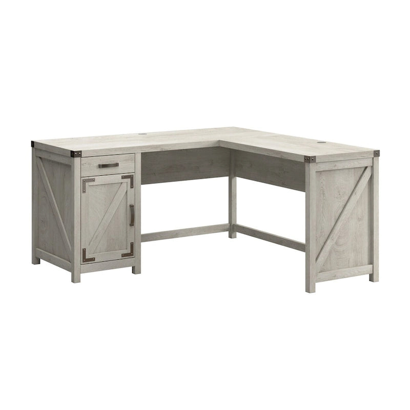 Bureau d'angle 60 W avec meuble de rangement – Style ferme moderne