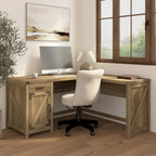 Bureau d'angle 60 W avec meuble de rangement – Style ferme moderne