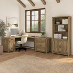 Bureau d'angle 60 W avec meuble de rangement – Style ferme moderne