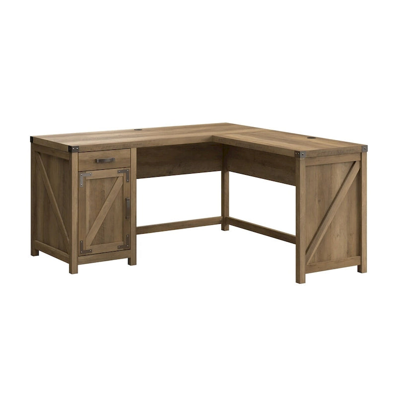 Bureau d'angle 60 W avec meuble de rangement – Style ferme moderne