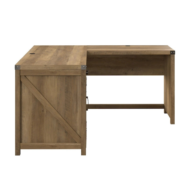 Bureau d'angle 60 W avec meuble de rangement – Style ferme moderne