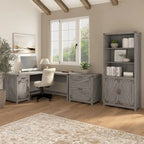 Bureau d'angle 60 W avec meuble de rangement – Style ferme moderne