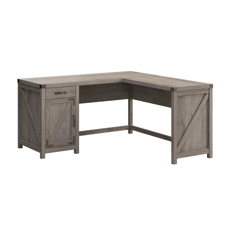Bureau d'angle 60 W avec meuble de rangement – Style ferme moderne