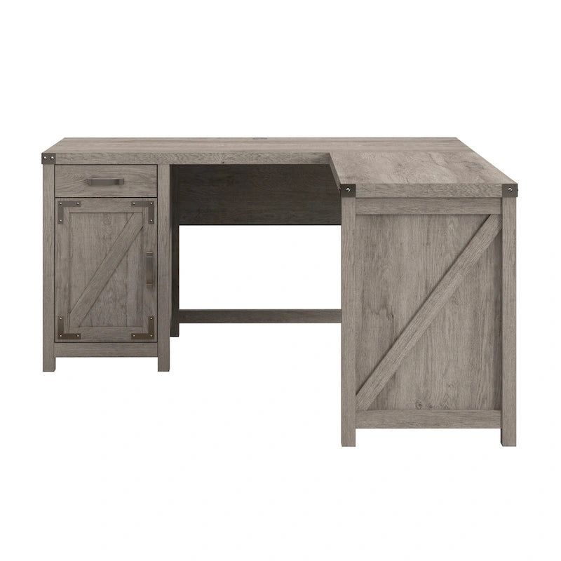 Bureau d'angle 60 W avec meuble de rangement – Style ferme moderne